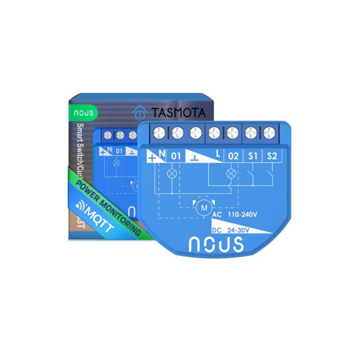 Nous B3T okos Wi-Fi-s 2 áramkörös, fogyasztásmérős, redőny / motoros függöny vezérlő modul (Tasmota firmware, Matter) - Image 1